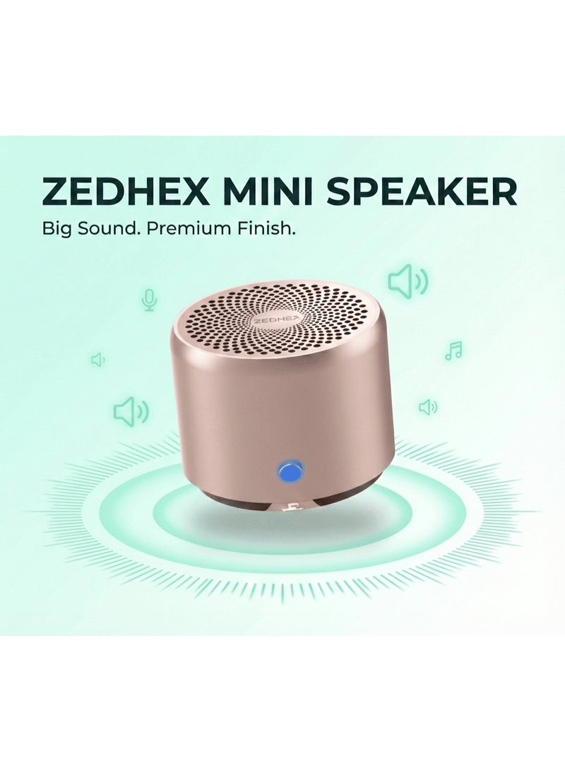 ZEDHEX MINI PORTABLE BLUETOOTH SPEAKER S100 IP 67 Rose Gold - Image 1
